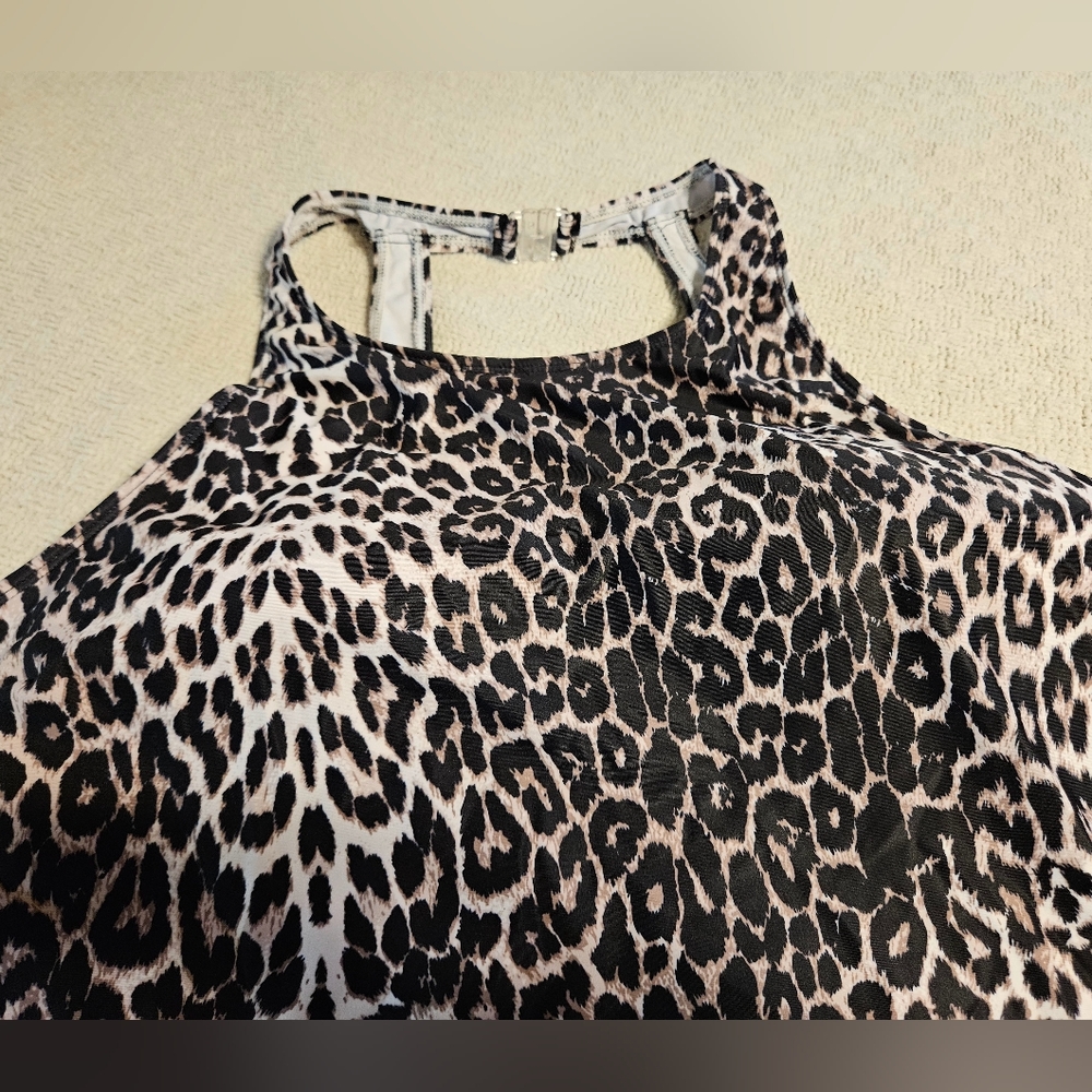 Nanu Leopard Print Two Piece Swimsuit Sz 2X - High Neck Tankini - New